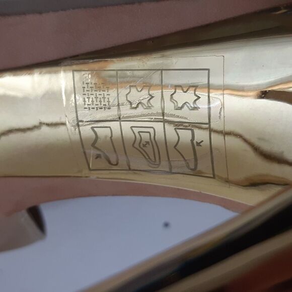 Like New BCBGMaxAzria Jewelled Creamy Satin Gold Heels - Picture 6 of 16